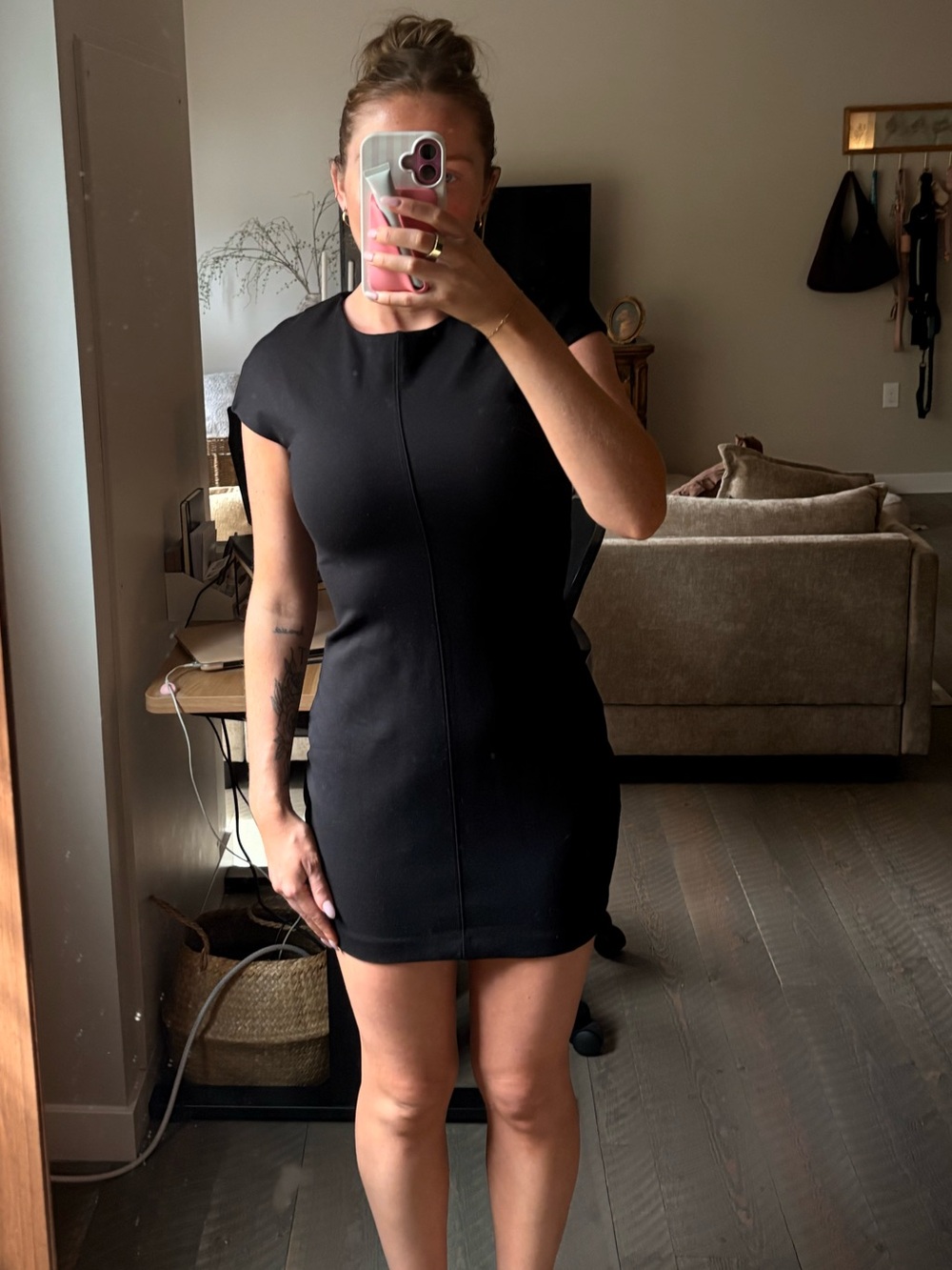 Zara Black Cap-Sleeve Mini Dress